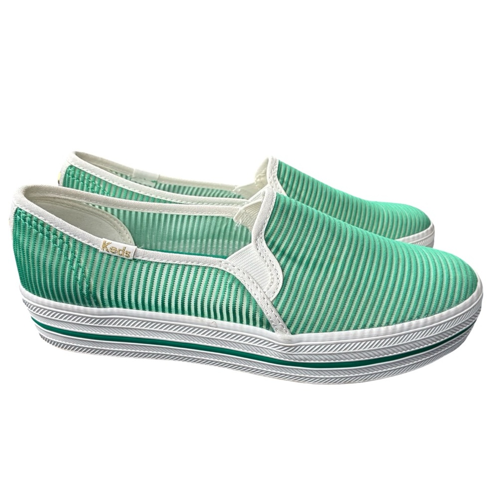 [6.5] Kate Spade x Keds Green Striped Slip-On Sneakers – Like New